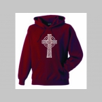 Gotický kríž mikina s kapucou stiahnutelnou šnúrkami a klokankovým vreckom vpredu 